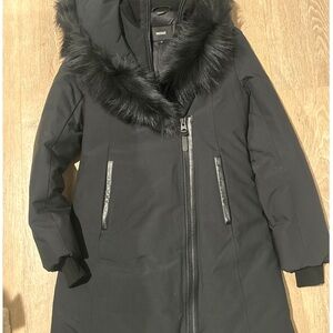Mackage Black Puffer Coat with Fur Hood